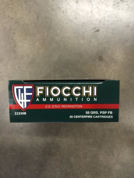 FIOCCHI AMMUNITION 22-250 REMINGTON, PSP FB, 55 GRAIN, BOX OF 20, FIO-22250B