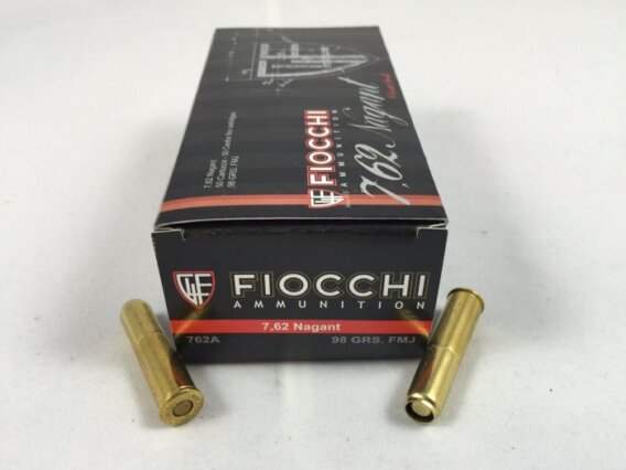 FIOCCHI AMMUNITION 7.62 NAGANT 97 GRAIN, FMJ, BOX OF 50, FIO-762A