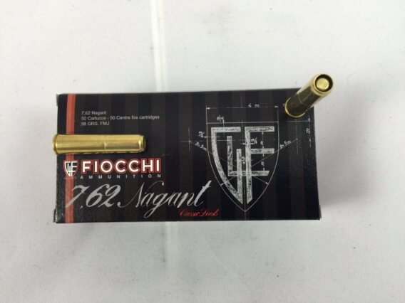 FIOCCHI AMMUNITION 7.62 NAGANT 97 GRAIN, FMJ, BOX OF 50, FIO-762A