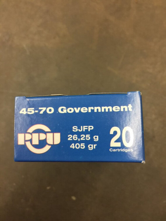 PRVI (PPU) AMMUNITION 45-70 GOVERNMENT, 405 GRAIN SJFP BOX OF 20, PPA-4570-20