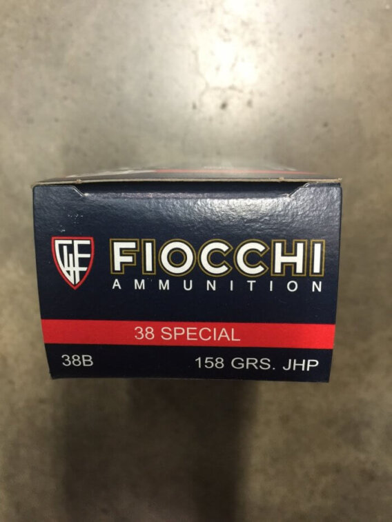 FIOCCHI AMMUNITION 38 SPECIAL, JHP, 158 GRAIN, BOX OF 50, FIO-38B
