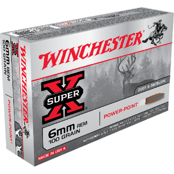 Winchester Super-X 6mm Rem 100 Gr SP 20, WIN-SX6REM-100GRSP-20