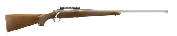 Ruger 57124 Hawkeye Hunter Bolt Action Rifle, 7MM Rem Mag, 24" Bbl, Stainless, Walnut Stock, 3+1 Rnd, 0604-2360
