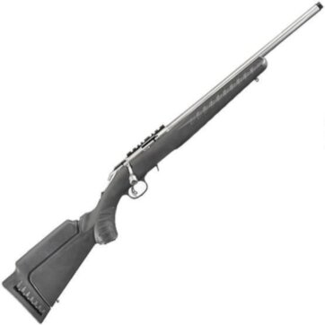 Ruger 8352 American Rimfire Bolt Action Rifle, 22 WMR, 18" Bbl, 9-Rnd, Satin Stainless, Black Synthetic Stock, Threaded Muzzle, 0604-2034