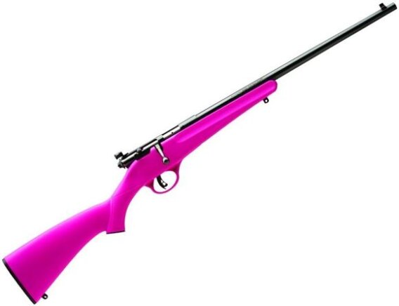 Savage 13780 Rascal Youth Bolt Action Rifle 22 LR, RH, 16.125 in, Satin Blued, Pink Synthetic Stock, 1 Rnd, Accu-Trigger, 0685-1179