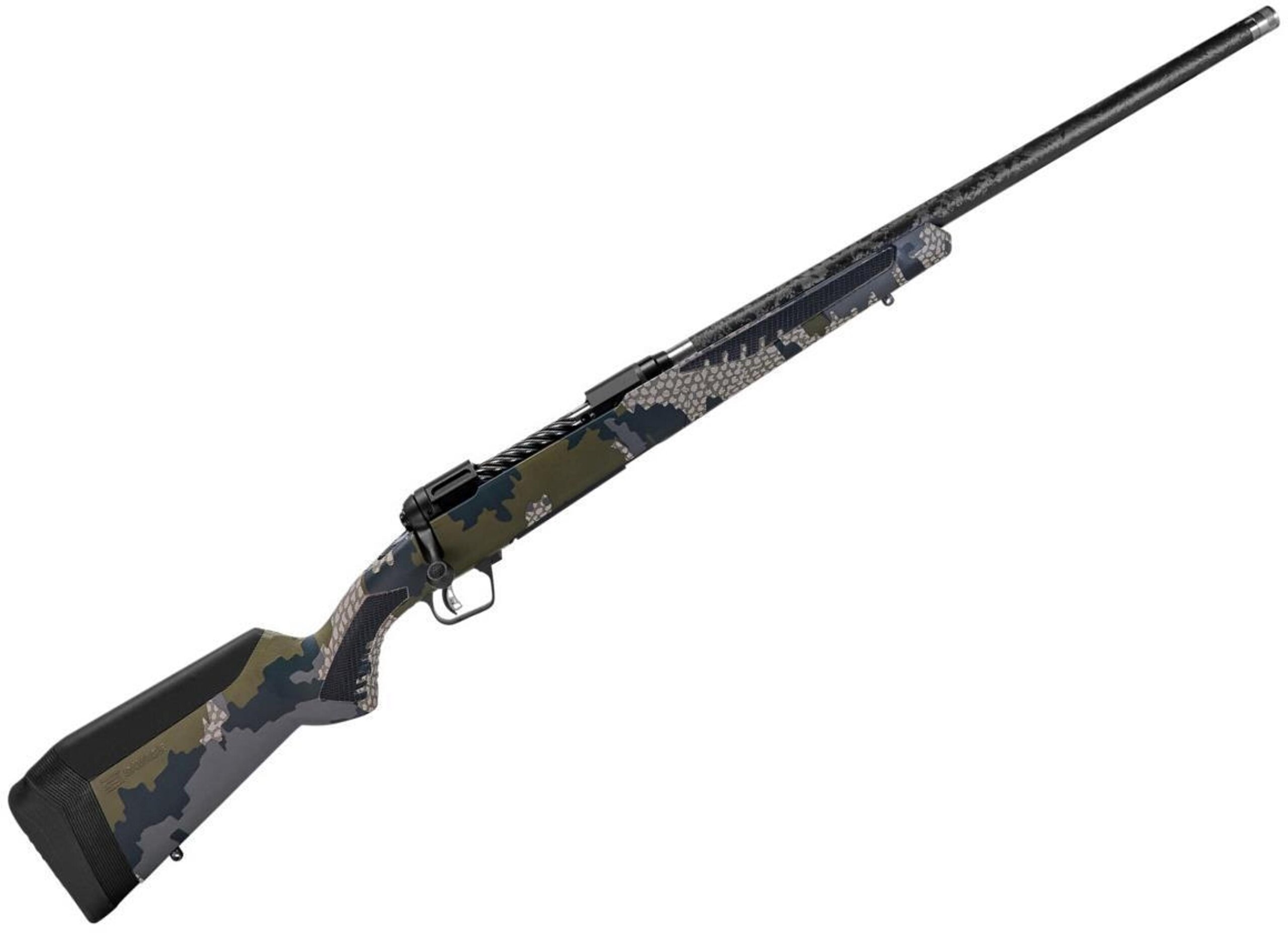 Savage 58019 110 Ultralite Camo 28 Nosler 24 in Black Carbon Fiber BBL, Camouflage Savage Woodland Camo Synthetic Stock, 0685-2637