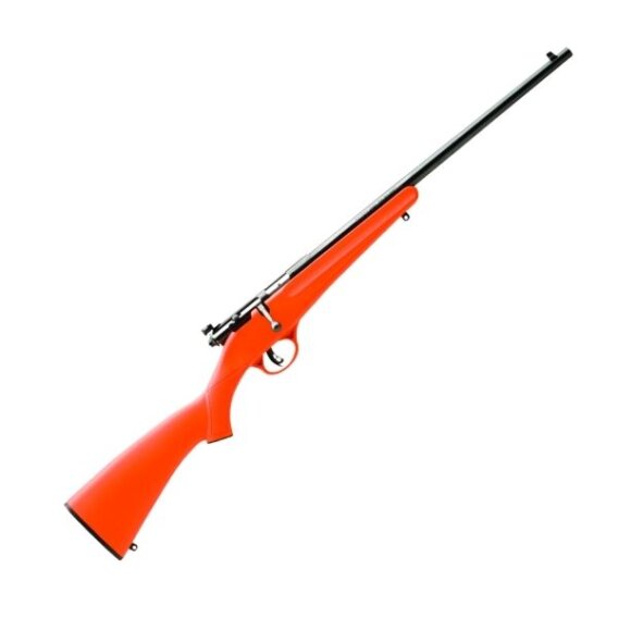 Savage 13810 Rascal Youth Bolt Action Rifle 22 LR, RH, 16.125 in, Satin Blued, Orange Synthetic Stock, 1 Rnd, Accu-Trigger, 0685-1184