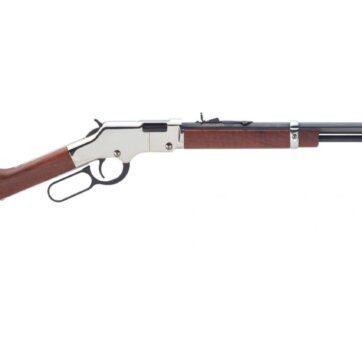 Henry H004SM Silver Boy Lever Rifle 22 WMR, Ambi, 20 in, Blued, Wood Stk, 12+1 Rnd, Std Trgr, 1524-0121