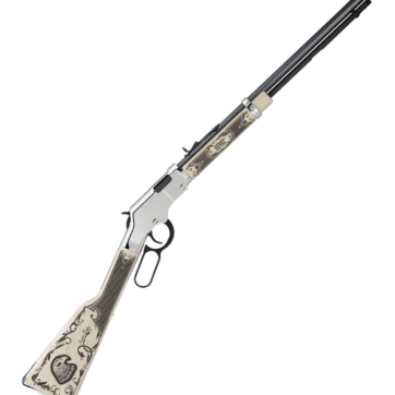 Henry H004AE Lever Action Rifle 22 LR American Eagle Ivory/Walnut Engraved, Silver Receiver 20" 16+1, 1524-0178