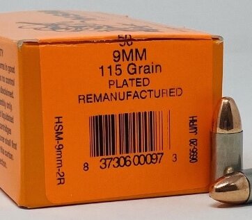 HS Munitions 9MM 115GR XTREME PLATED RN FMJ REMANUFACTURED, N-9MM-2R