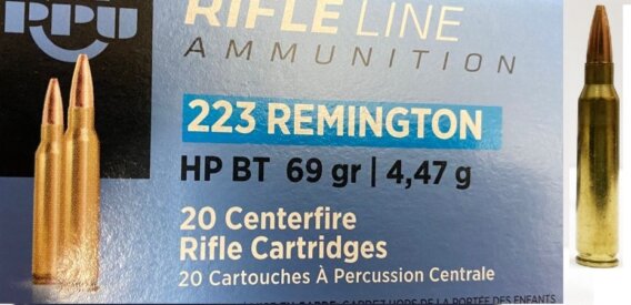 PRVI Rifle Ammo 223 REM, HP BT, 69Gr, 20 Rnds, N-A535