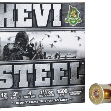 HEVI SHOT HEVISTEEL 12GA 3” 1-1/4OZ #4, N-HS60004
