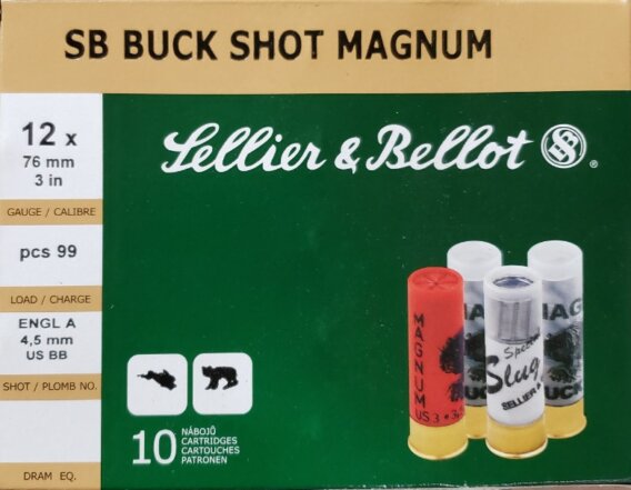 S & B (211603) 12 ga. 3” 1 1/2 oz #BUCK SHOT MAGNUM 99 PEL, N-V1063BB