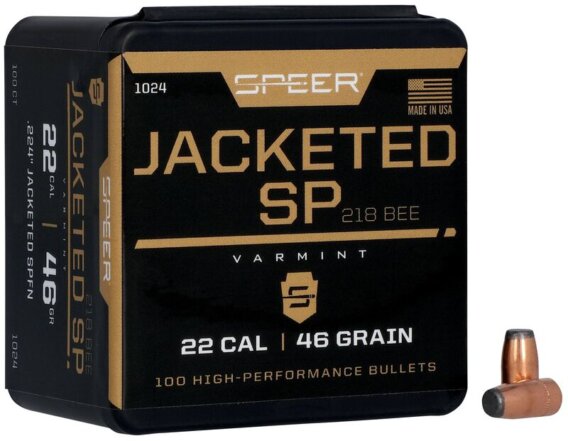 Speer 1024 Varmint Hunting Jacketed SP Bullets, 224-46-FN/CANN, 100 Ct, 1508-1136