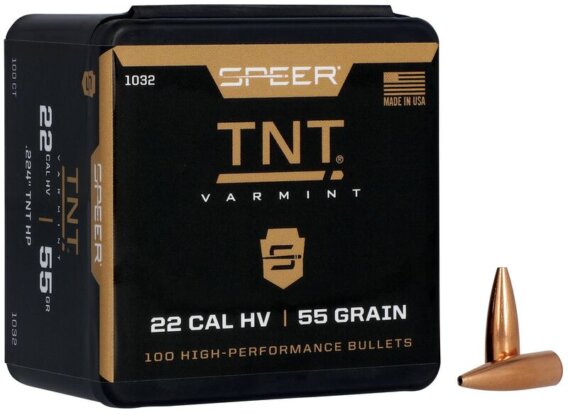 Speer 1032 Varmint Hunting TNT Bullets, 224-55-GR TNT HP, 100 Ct, 1508-2206