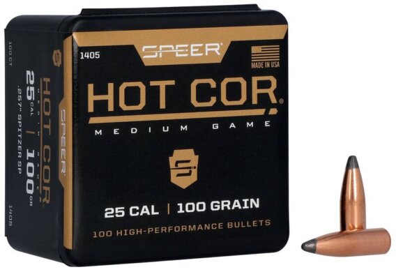 Speer 1405 Rifle Hunting Hot-Cor Bullets, 257-100-GR SPTZ SP, 100 Ct, 1508-7328