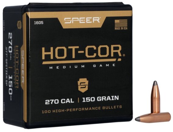 Speer 1605 Rifle Hunting Hot-Cor Bullets, 277-150-GR SPITZER SP, 100 Ct, 1508-0416