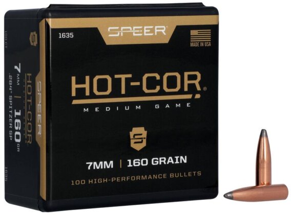 Speer 1635 Rifle Hunting Hot-Cor Bullets, 284-160-Gr SPTZ Bullet, 100 Ct, 1508-0419