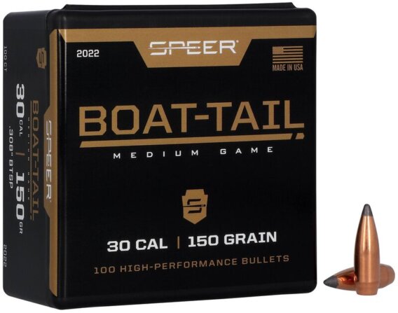 Speer 2022 Boat Tail Rifle Bullets, 308-150-GR BT SP, 100 Ct, 1508-9480