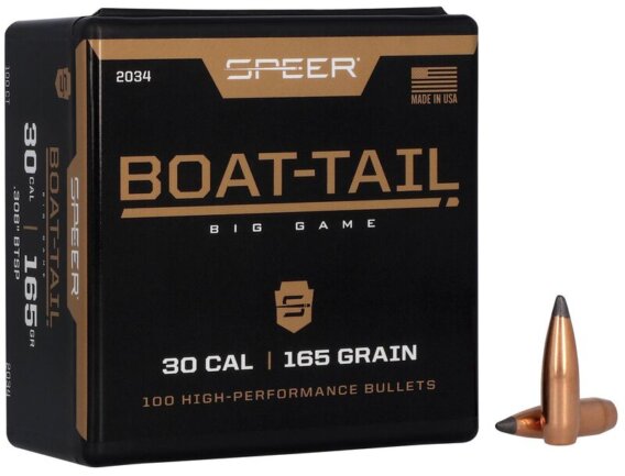 Speer 2034 Boat Tail Rifle Bullets, 308-165-GR BT SP, 100 Ct, 1508-9803