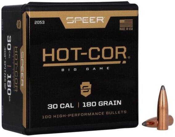 Speer 2053 Rifle Hunting Hot-Cor Bullets, 308-180-GR SPITZER SP, 100 Ct, 1508-0207