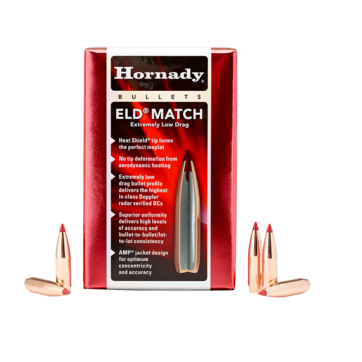 Hornady 26100 ELD Match Rifle Bullets, 6.5MM .264 100 Gr, 100 Box, 0953-1324