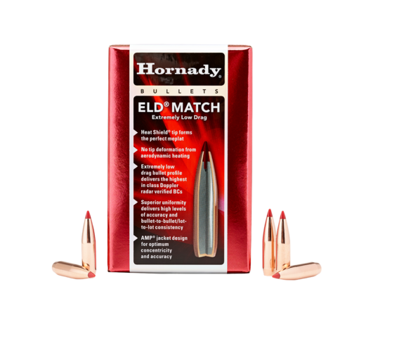 Hornady 30904 ELD Match Rifle Bullets, 30 Cal .308 225 Gr, 100 Box, 0953-1713