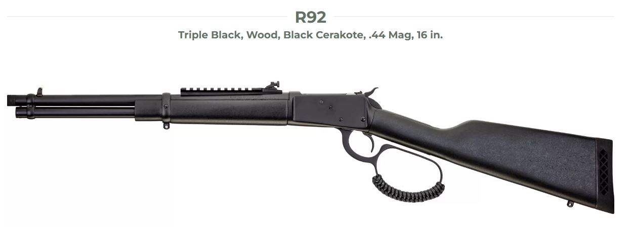 ROSSI R92 Carbine 44 Rem Mag 8 1 16.5″ Matte Triple Black, N-920441613TB