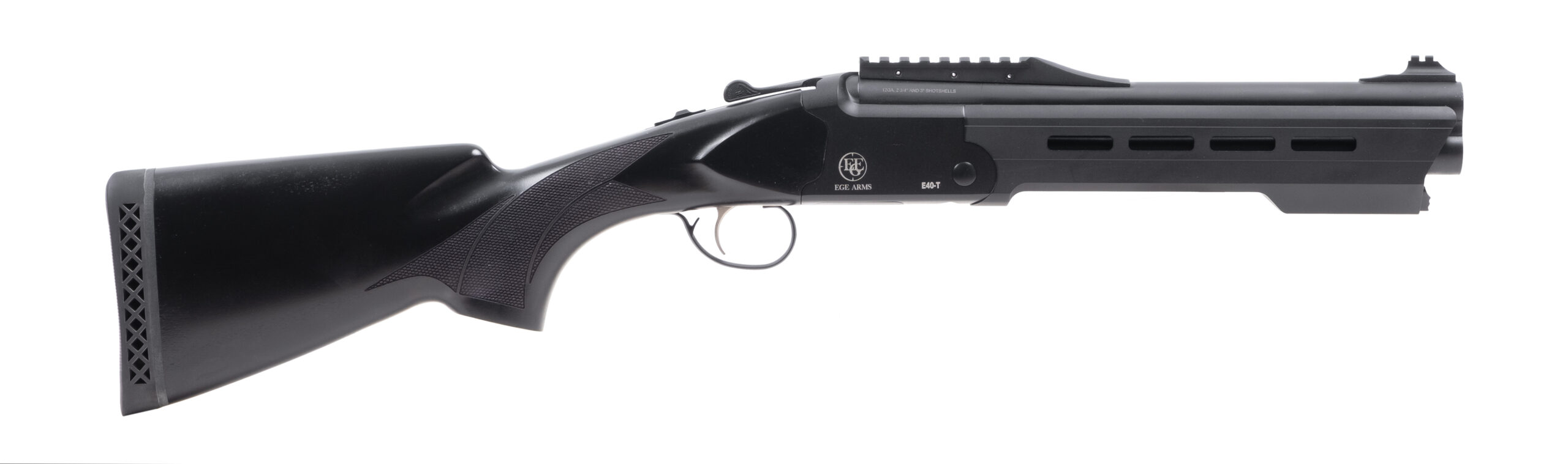 EGE ARMS E40T 12GA SHORT O&U BLACK W/TACTICAL FOREND, N-E40T-BLK