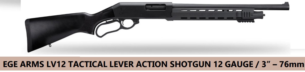 EGE ARMS LV12 12GA 3” 18.5” BRL, Tactical Black Wood Lever, N-LV12-TACT-BlkWood