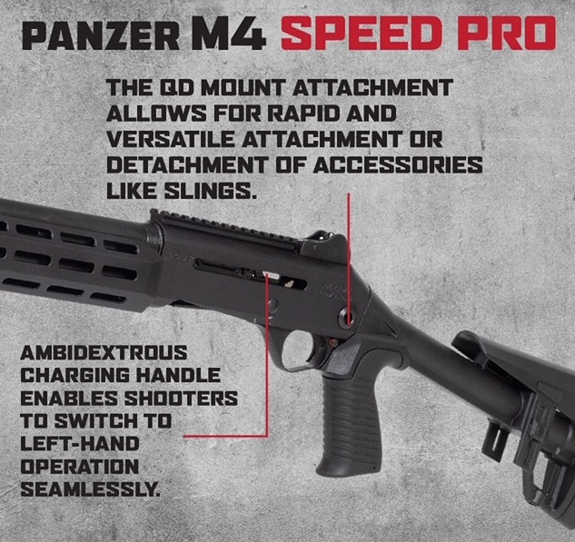 EGE PANZER ARMS M4 SPEED PRO 12 GA SEMI AUTO 18.6″ BLACK, N-M4-PROBLKTL