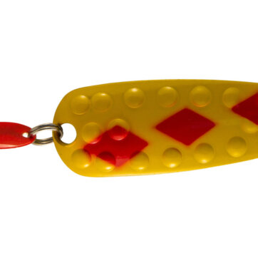 Len Thompson 11X YR Dimpled Series Spoon 2", 9/16oz, Xtra Heavy, Yellow & Red, 4948-0236