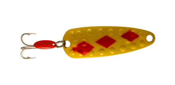 Len Thompson 11X YR Dimpled Series Spoon 2", 9/16oz, Xtra Heavy, Yellow & Red, 4948-0236