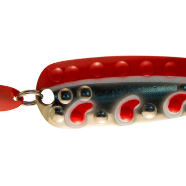 Len Thompson 13X RW Dimpled Series Spoon, 2 3/4", 13/16 oz, Xtra Heavy -Red & White, 4948-0163