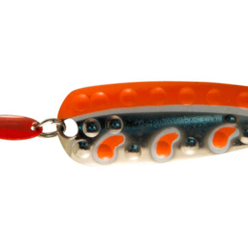 Len Thompson 13X FW Dimpled Series Spoon, 2 3/4", 13/16 oz, Xtra Heavy -Flame & White, 4948-0165