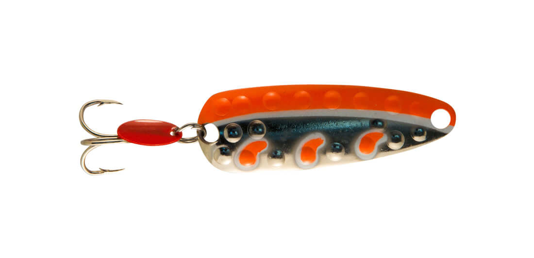 Len Thompson 13X FW Dimpled Series Spoon, 2 3/4", 13/16 oz, Xtra Heavy -Flame & White, 4948-0165