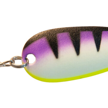 Len Thompson 8 PFT-G Ultra Glow Spoon, 2 3/4", 3/4 oz, Purple Fire Tiger Glow, 4948-0607