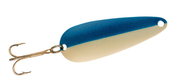 Len Thompson 8 WB-G-S Ultra Glow Spoon, 1 5/8", 1/4 oz, White/Blue Glow - Single Hook, 4948-0363
