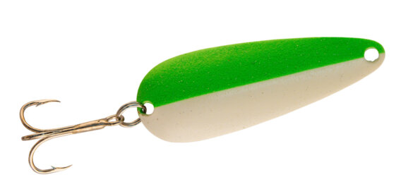 Len Thompson 00WG-G-S Ultra Glow Spoon, 2", 1/2 oz, White/Green Glow - Single Hook, 4948-0350